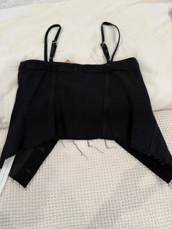 Reformation Black Denim Corset Tank Top - Picture 3 of 3